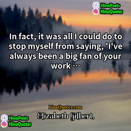 Elizabeth Gilbert Quotes | In fact, it was all I could